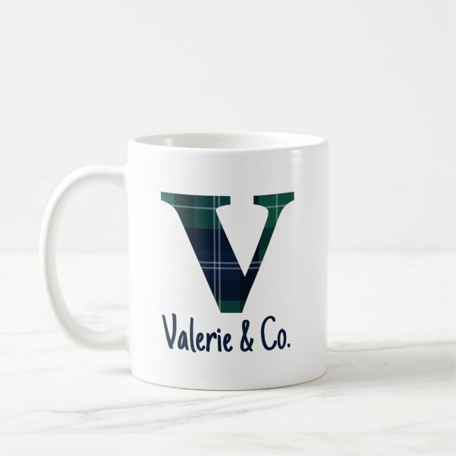 Mug Lettre minuscule d'impression plaid v initiale et  (Gauche)