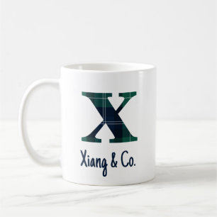 Mug Lettre minuscule d'impression plaid x initiale et