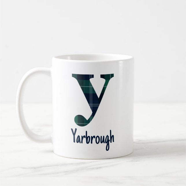 Mug Lettre minuscule d'impression plaid y initiale et  (Gauche)