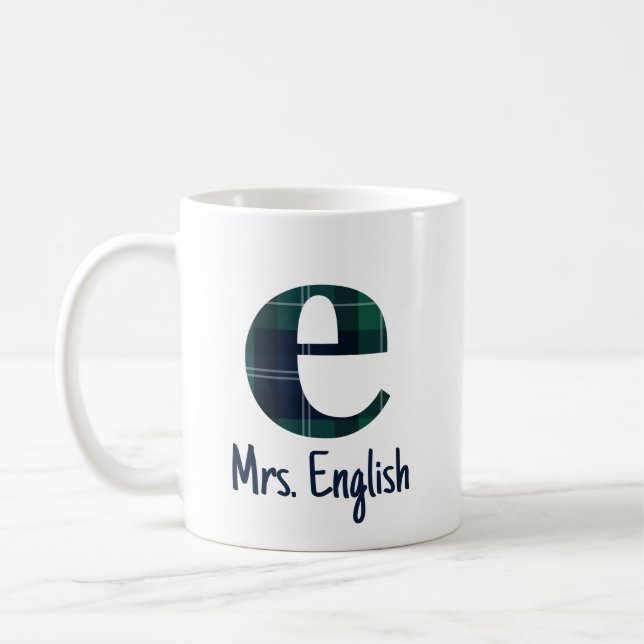 Mug Lettre minuscule e initiale et nom (Gauche)