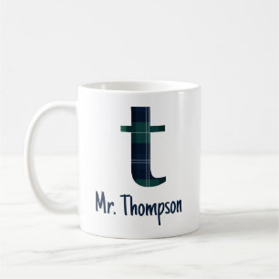 Mug Lettre minuscule t imprimée, initiale et nom