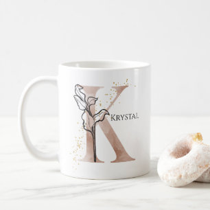 Mug Lettre moderne initiale K Boho Personnalisée
