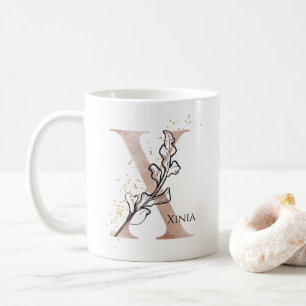 Mug Lettre moderne initiale Monogramme X Boho personna