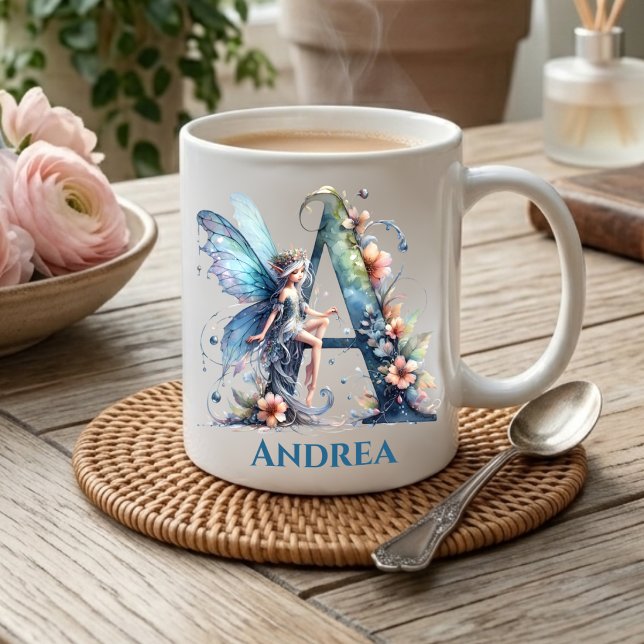 Mug Lettre Monogramme A Avec Nom Fée (Créateur téléchargé)