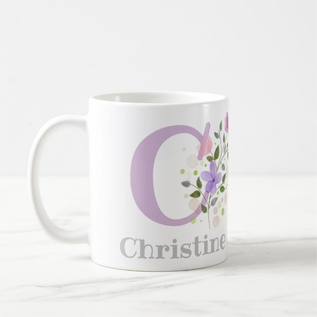 Mug Lettre monogramme C & Nom chrétien (Gauche)
