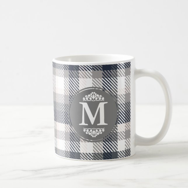 Mug Lettre Monogramme crème et gris (Droite)