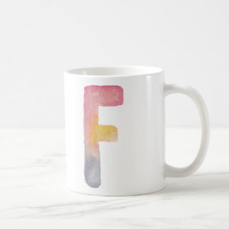 MUG LETTRE MONOGRAMME D'ALPHABET DE COULEUR D'EAU 'F' 