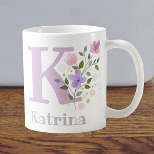 Mug Lettre monogramme K et nom chrétien