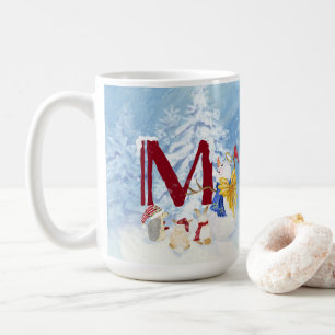 Mug Lettre monogramme M Angel Snowman Noël