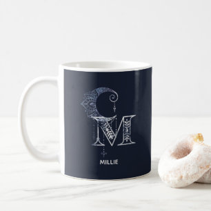 Mug Lettre monogramme M Boho Crescent Moon Mandala