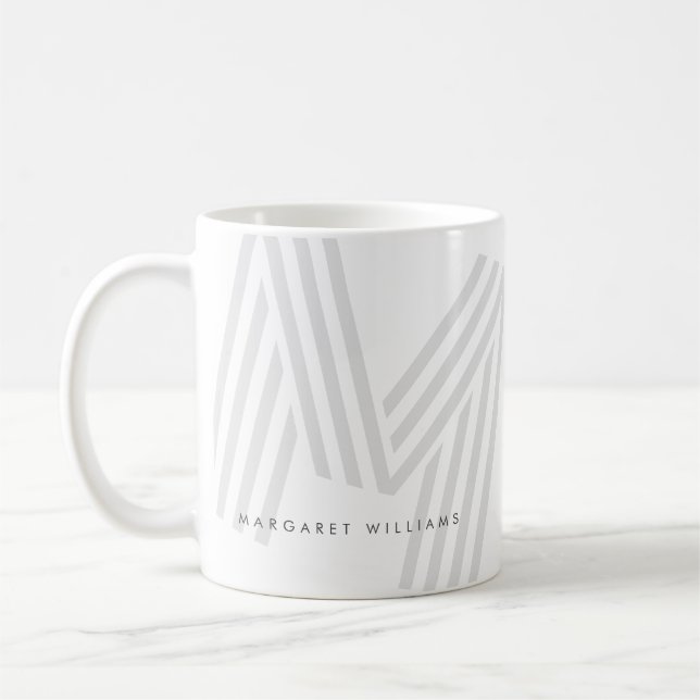 Mug Lettre Monogramme multiligne moderne personnalisée (Gauche)