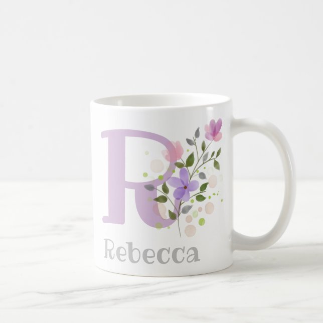 Mug Lettre monographie R & Nom chrétien (Droite)
