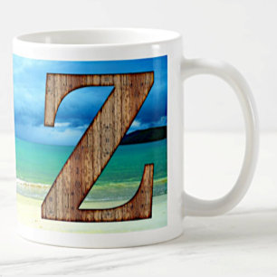 Mug LETTRE MONOGRAPHIQUE INITIALE EN BOIS Z Beach Océa