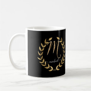 Mug Lettre monographique M Script Noir n Or Nom