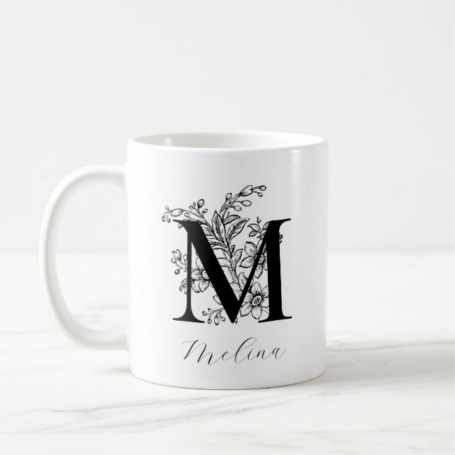 Mug LETTRE MONOGRAPHIQUE vintage M Nom (Gauche)