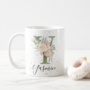 Mug LETTRE MOTOGRAPHIQUE VERTE Sage Y CRÈME BLANCHE Fl