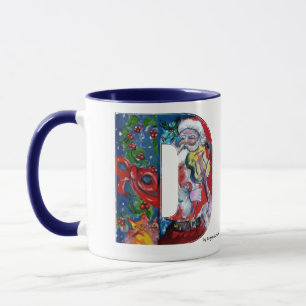 MUG LETTRE NOËL W / PÈRE NOËL AVEC MONOGRAMME VIOLON