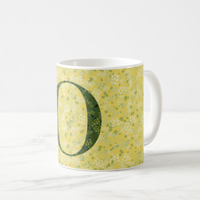 Mug Lettre O jaune clair et vert foncé liberté (Devant droit)