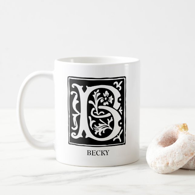 Mug Lettre ornementale B d'alphabet décorée d'un (Avec donut)