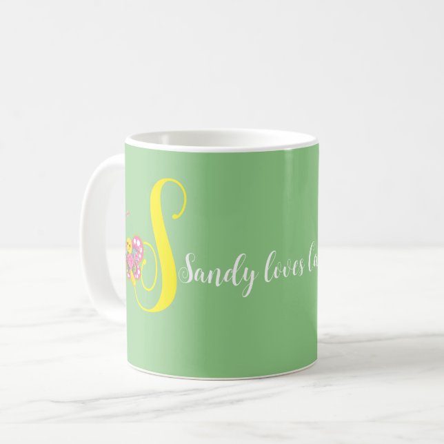 Mug LETTRE papillon S BOURSE Florale (Devant gauche)