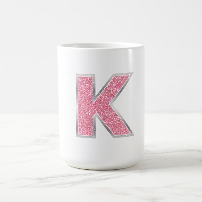 Mug Lettre Parties scintillant rose K (Centre)