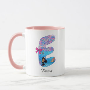 Mug Lettre personnalisée de l'alphabet de sirène E