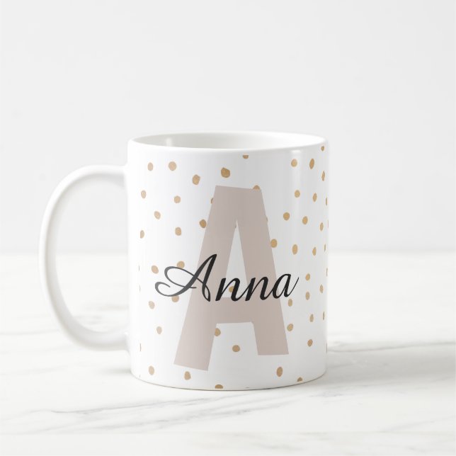 Mug Lettre personnalisée Nom personnalisé Monogramme (Gauche)