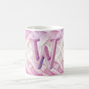 Mug Lettre rose blanche violet W