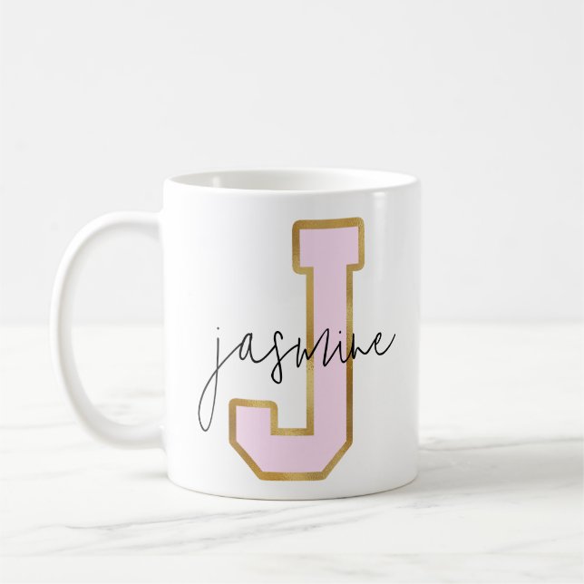 Mug Lettre rose Gold College Varsity Monogram J (Gauche)