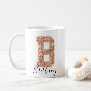 Mug Lettre rose Parties scintillant or Varsity Monogra