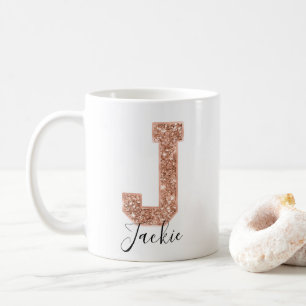 Mug LETTRE rose Parties scintillant or Varsity Monogra