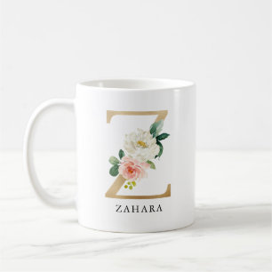 Mug Lettre rose rose et or Z Monogramme