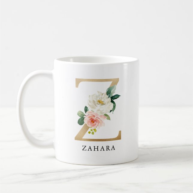 Mug Lettre rose rose et or Z Monogramme (Gauche)