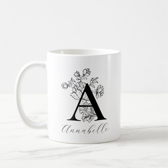 Mug LETTRE vintage MONOGRAPHIQUE Florale A (Gauche)