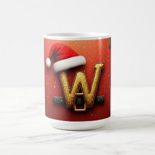 Mug Lettre W de vacances en paillettes dorées pour nom