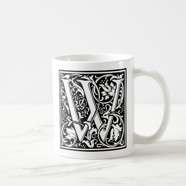 Mug Lettre W Monogramme médiéval Art Nouveau (Droite)