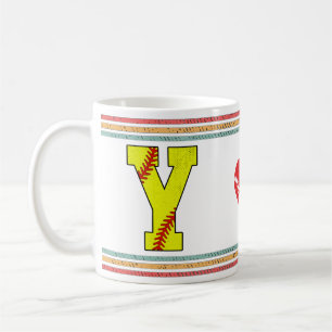 Mug Lettre Y de softball rétro vintage École ancienne