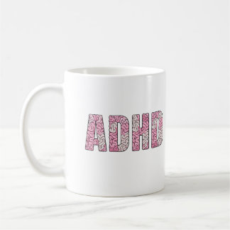 Mug Lettres de cerveau TDAH - Anatomie rose et beige T