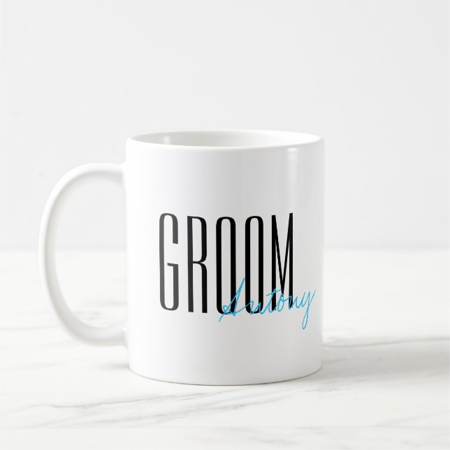 Mug Lettres en gras "Groom" Mariage personnalisé (Gauche)