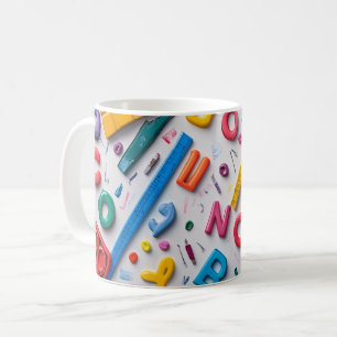 Mug Lettres en plastique disposées artistiquement sur