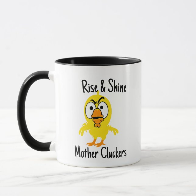 Mug Lève et brillante Mère Cluckers Drôle Pun de poule (Gauche)