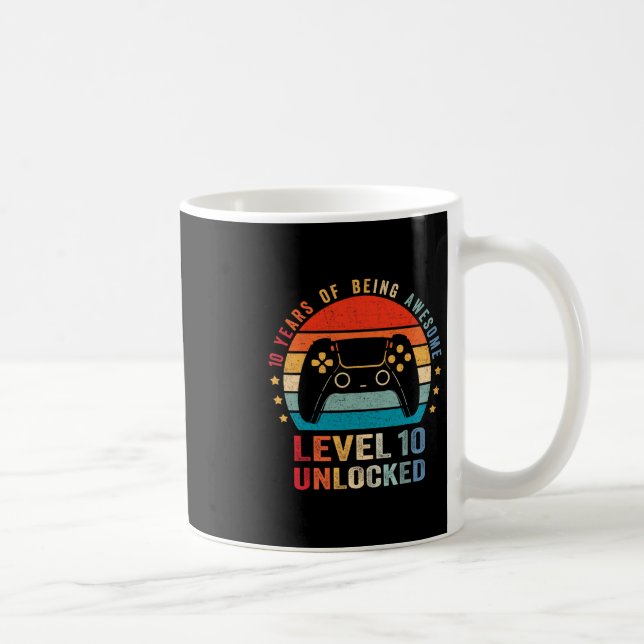 Mug Level 10 Unlocked Shirt Funny Video Gamer 10th Bir (Droite)