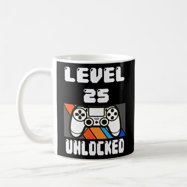 Mug Level 25 Unlocked Video Game 25th Birthday Gift  (Gauche)