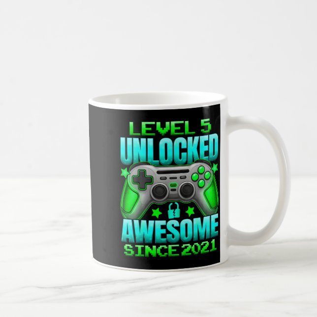 Mug Level 5 Unlocked 5 Year Old For Boys 5th Birthday  (Droite)