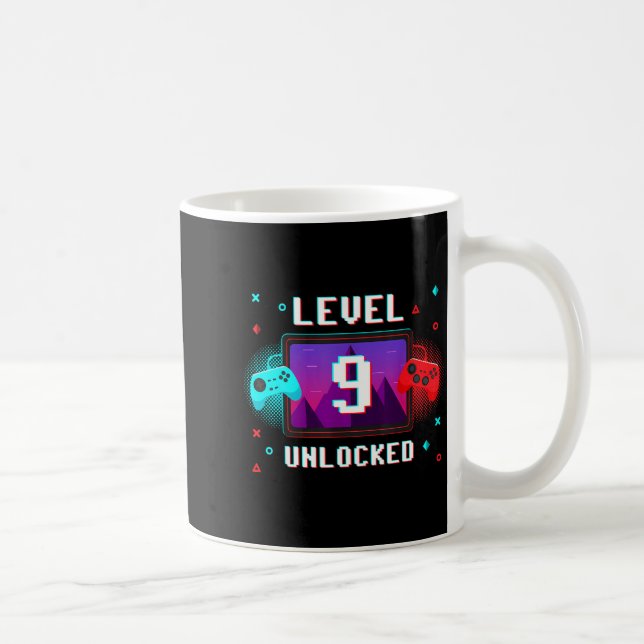 Mug Level 9 Unlocked Video Gamer Funny 9th Birthday Bo (Droite)
