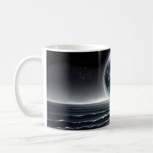 Mug Lever de Lune Surréaliste sur le Rivage Océanique
