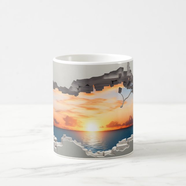 Mug Lever de soleil 3D sur l'océan Sublimation envelop (Centre)