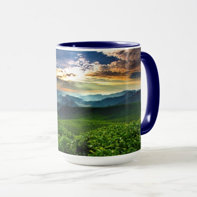 Mug Lever de soleil au-dessus de ferme de thé (Devant droit)