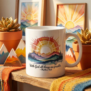 Mug Lever du soleil montagne aquarelle verset biblique