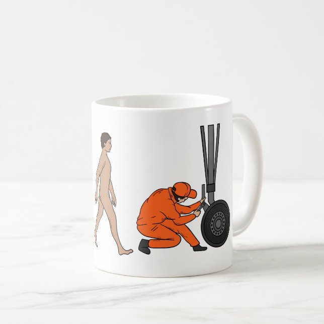 Mug L'évolution de l'ingénieur d'avion drôle mécanique (Devant droit)